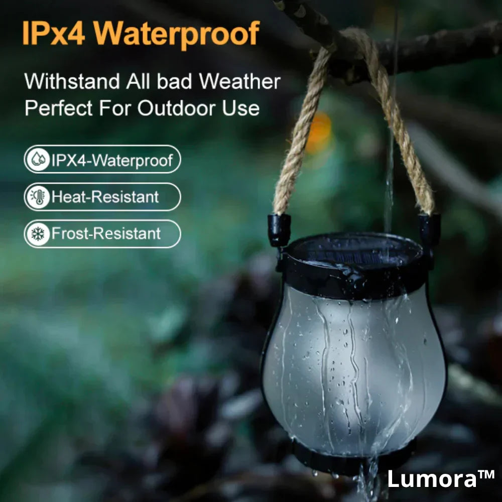 Solar LED Flame Lantern Outdoor Waterproof | Flickering Garden Pathway Light IP65 | Solar Powered Patio & Yard Decor