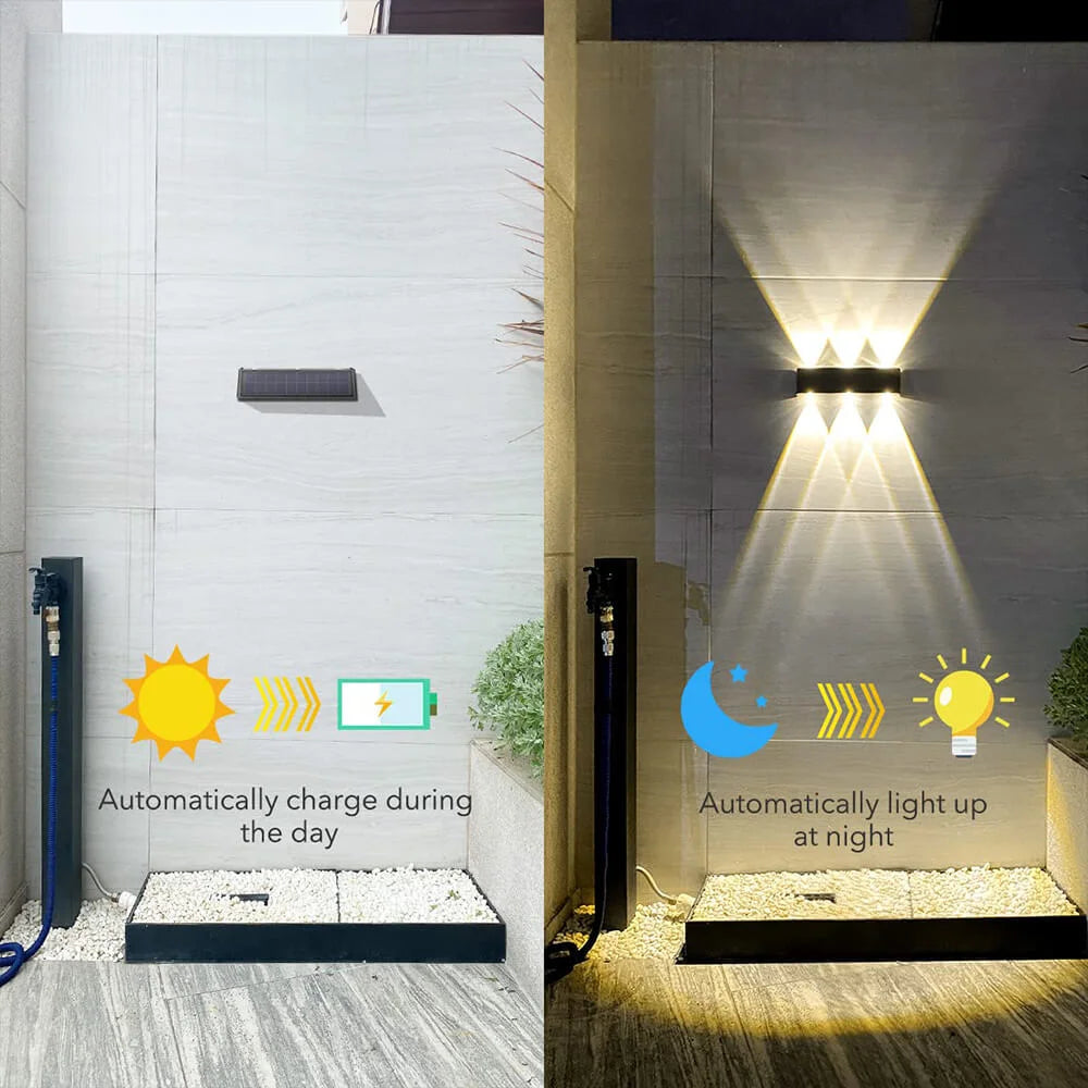 Solar Outdoor Wall Light | Dual Beam Design | Waterproof Aluminum Alloy Fixture 2