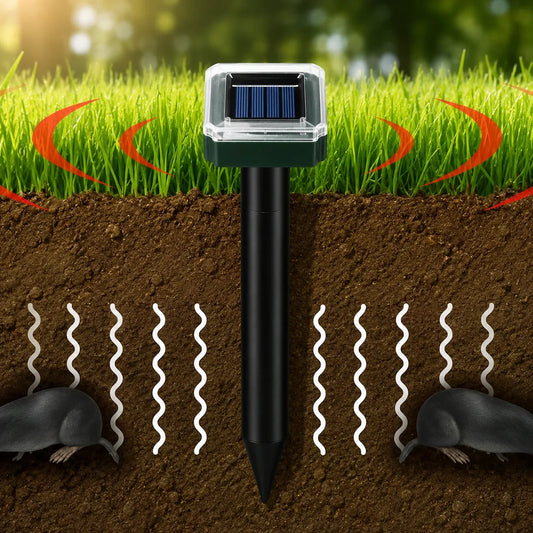 Solar Powered Mole Repellent | Waterproof Electronic Mole Deterrent | Garden and Lawn Burrowing Animal Control 5