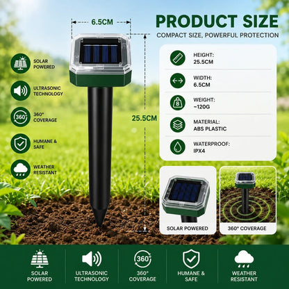 Solar Powered Mole Repellent | Waterproof Electronic Mole Deterrent | Garden and Lawn Burrowing Animal Control 7