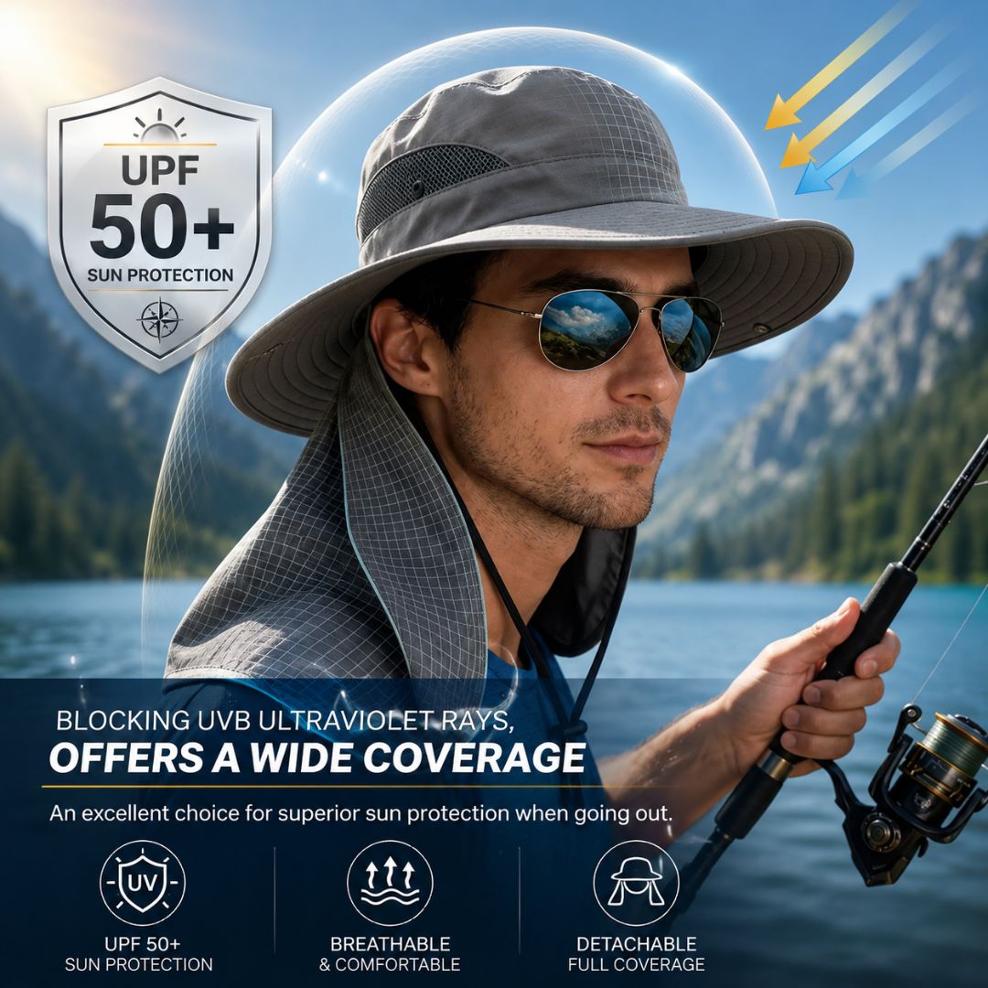 Sun Hat | UPF 50+ Full Face and Neck Coverage | Breathable Cooling Fabric for Outdoor Activities 1