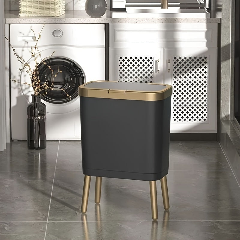Trash Can | Odour-Sealing Flip-Top Lid | Slim Kitchen and Bathroom Waste Bin 15L 3