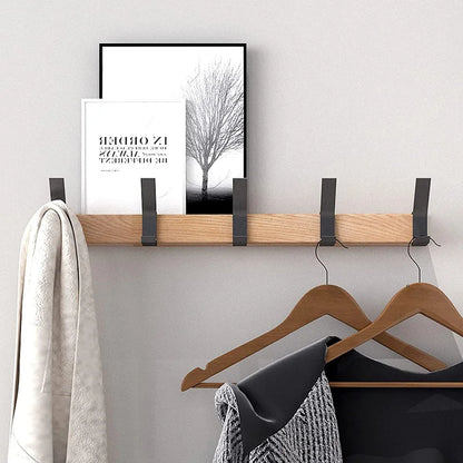 Scandinavian Wall Mounted Coat Rack - Adjustable Wood & Aluminum