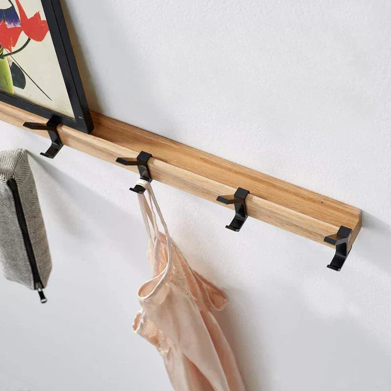 Scandinavian Wall Mounted Coat Rack - Adjustable Wood & Aluminum
