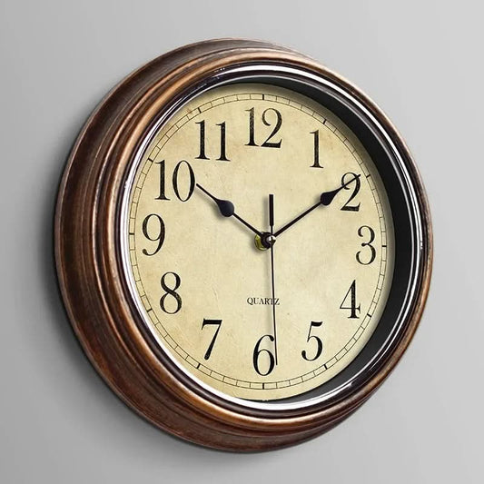 Wall Clock | Silent Mechanism | 30 cm Brown Finish for Home and Office 0