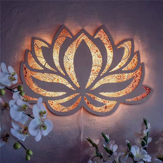 Wall Lamp | LED Acrylic and Metal | Lotus Flower Mandala Wall Sconces for Living Rooms and Meditation Spaces 0