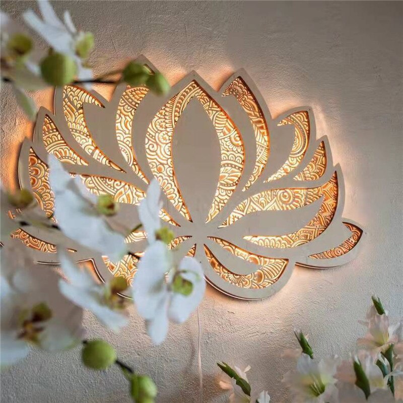 Wall Lamp | LED Acrylic and Metal | Lotus Flower Mandala Wall Sconces for Living Rooms and Meditation Spaces 1