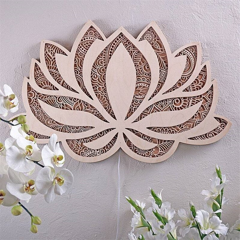 Wall Lamp | LED Acrylic and Metal | Lotus Flower Mandala Wall Sconces for Living Rooms and Meditation Spaces 2