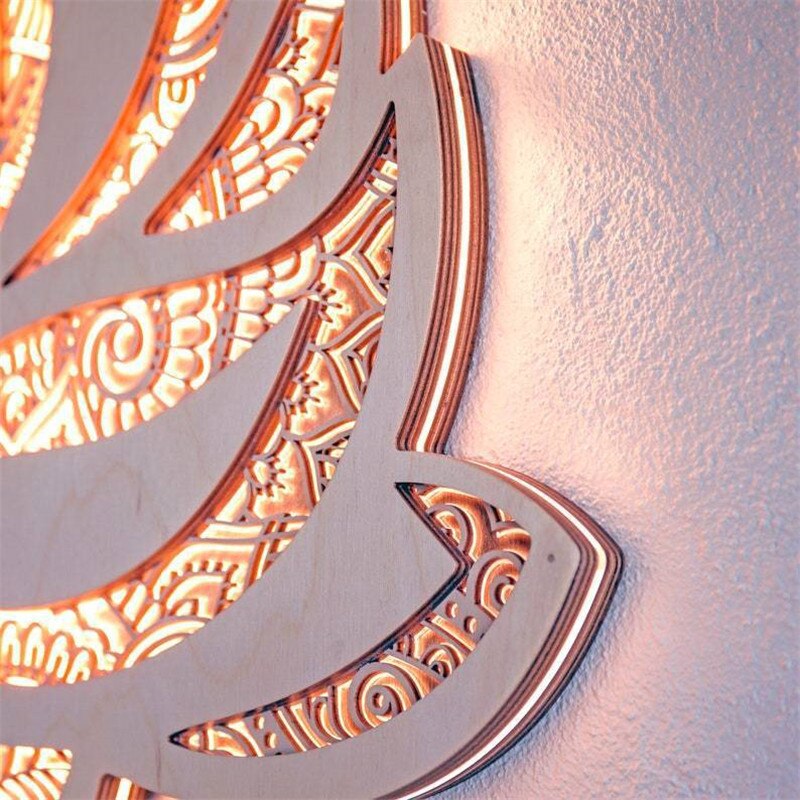 Wall Lamp | LED Acrylic and Metal | Lotus Flower Mandala Wall Sconces for Living Rooms and Meditation Spaces 4
