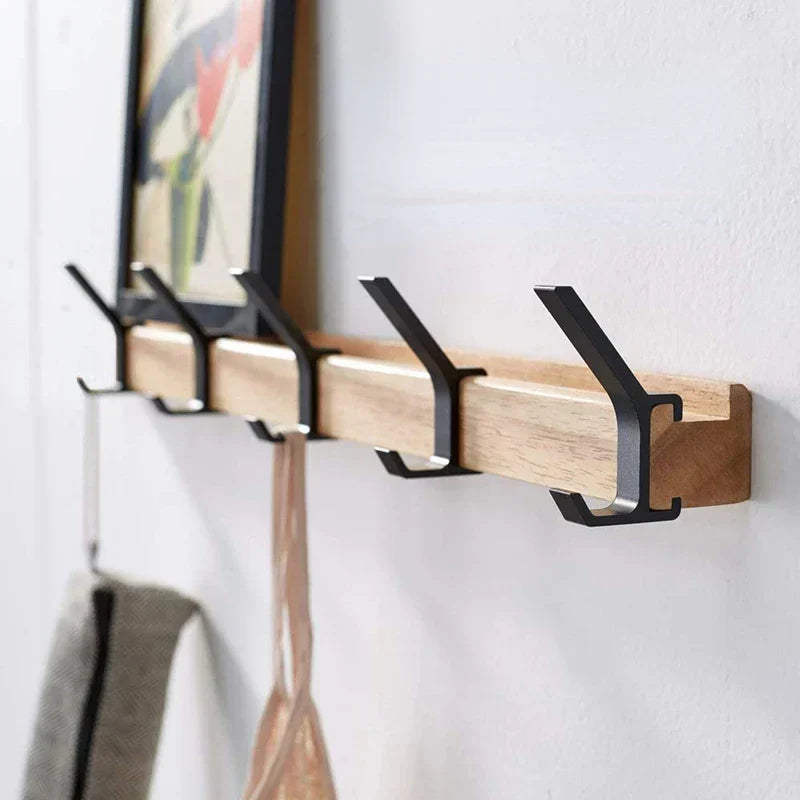 Wall Mounted Coat Rack | Movable Double Hooks | Stylish Coat Hooks for Wall in Scandinavian Design 0