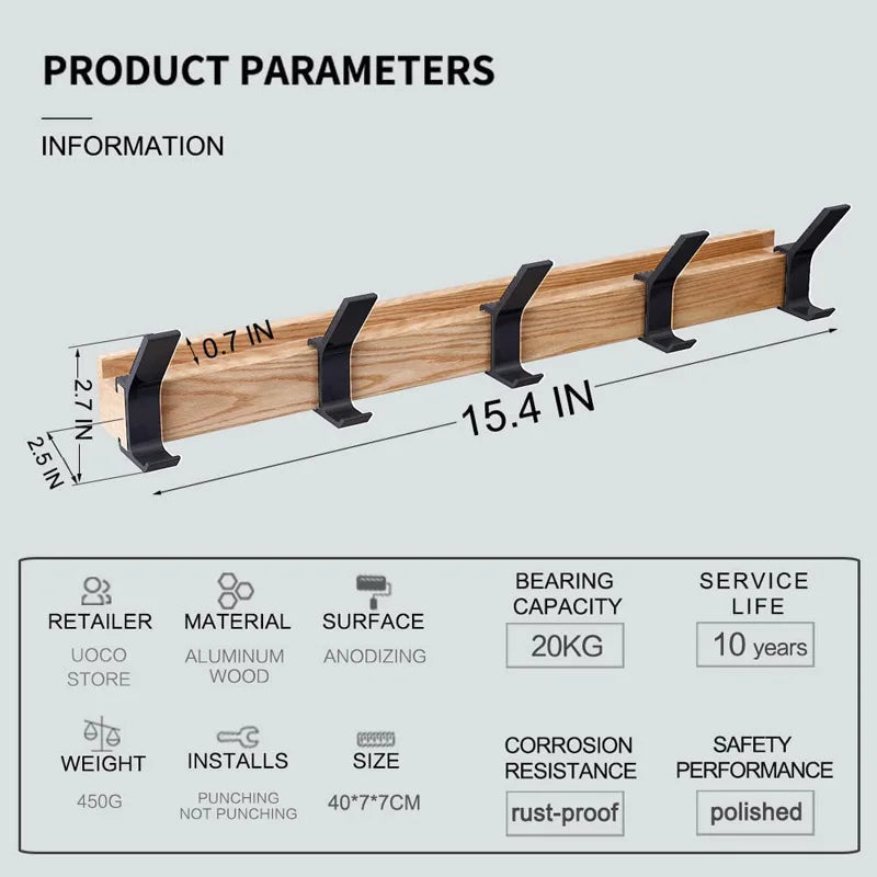 Wall Mounted Coat Rack | Movable Double Hooks | Stylish Coat Hooks for Wall in Scandinavian Design 4