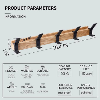 Wall Mounted Coat Rack | Movable Double Hooks | Stylish Coat Hooks for Wall in Scandinavian Design 4
