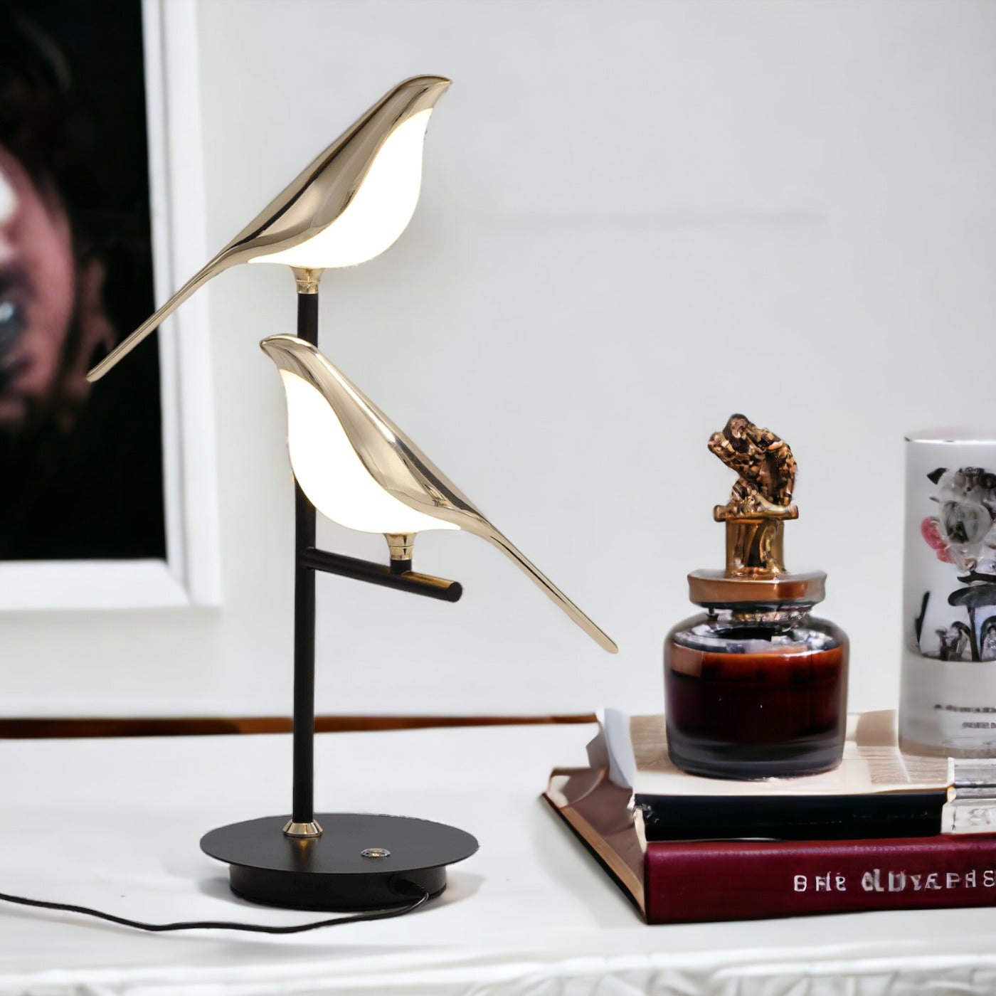 Wall Sconce Lighting | Metal Nordic Design | LED Wall Lamp with Golden Bird Accent 4