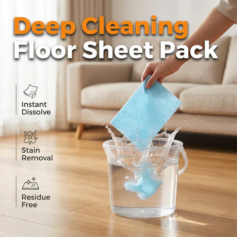 Water-Soluble Floor Cleaning Sheets | Concentrated Formula for Stain Removal | Multi-Effect Antibacterial and Deodorizing Floor Cleaner 1
