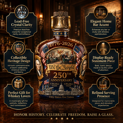 Whiskey Decanter | Lead Crystal Glass | Commemorative Decorative Whiskey Decanter Set for Home Bar Display 3